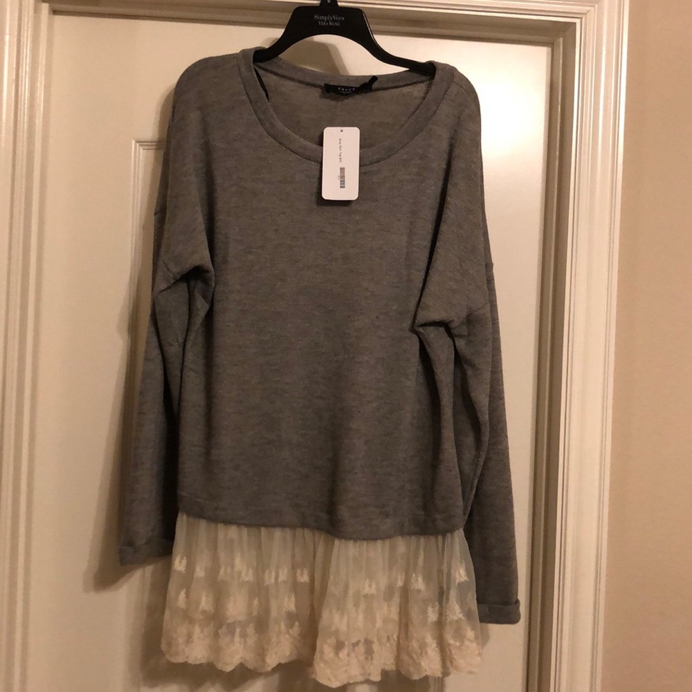 Size 2x NWT Gray Perch Sweater with Lace